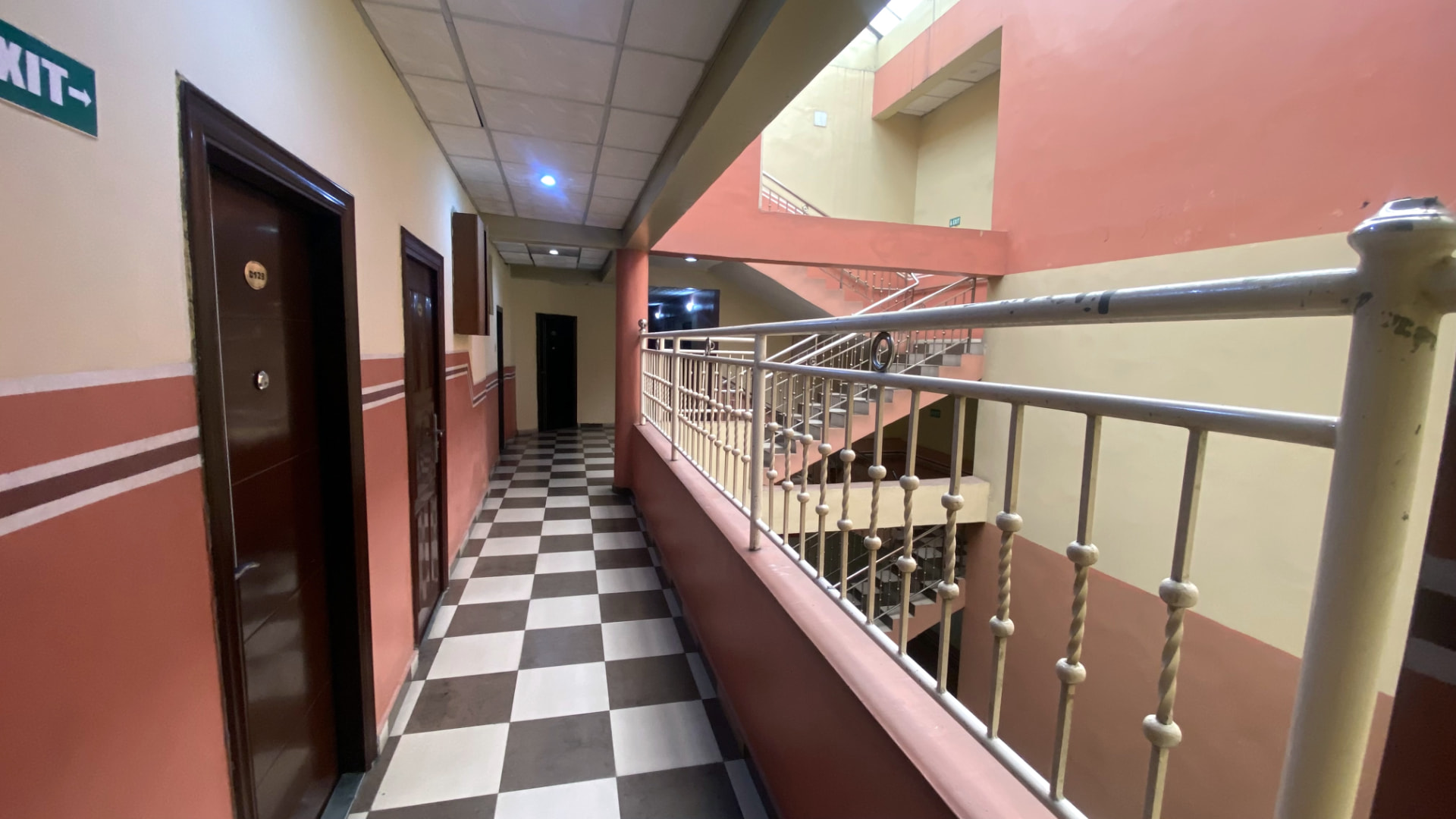 Hotel interior — upper corridor
